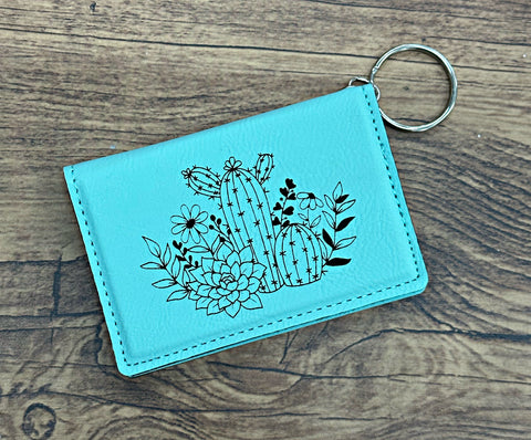 Succulent / cactus Keychain wallet (choose a color)
