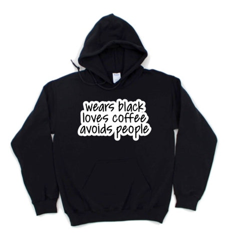 Wears black loves coffee avoids people