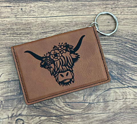 Highland Cow Keychain wallet (choose a color)