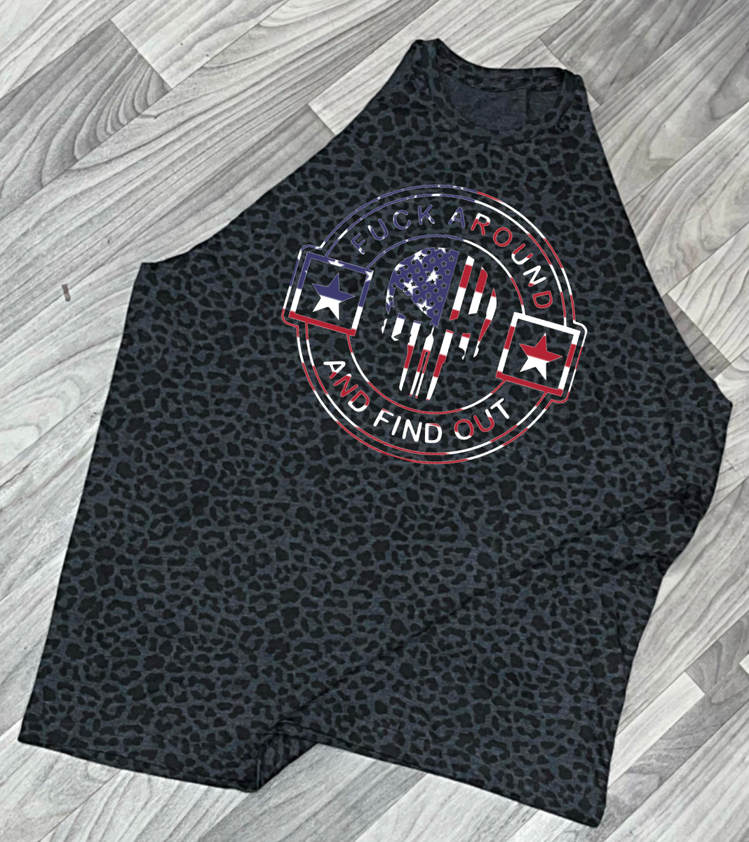 FAFO Black Leopard Rocker Tank (American Flag) – Southernragecustoms
