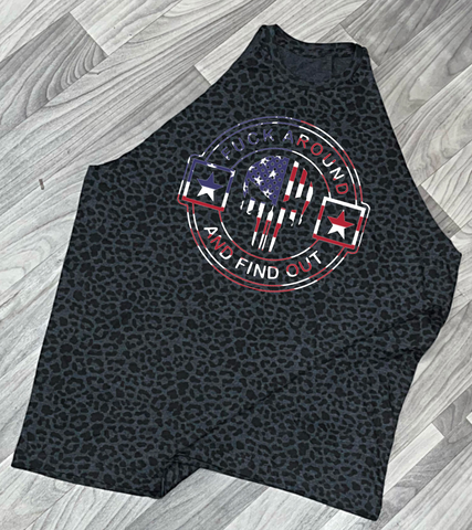 FAFO Black Leopard Rocker Tank (American Flag)