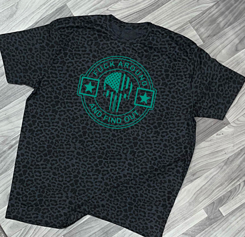 FAFO Black Leopard T (Teal)