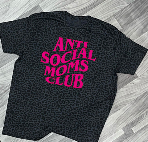 Anti Social Moms Club Blk/Leopard, HOT PINK
